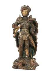 Bildschnitzer des 18. Jh. ''Ritter mit Löwe'', Holz geschnitzt, ...