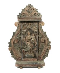 Bildschnitzer des 19. Jh. wohl spanische Schule, Wandrelief ''Maria ...