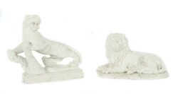 Bildhauer des 20. Jh. ''Tiger'' und ''Löwe'', Alabaster, ...
