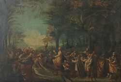 Maler des 17./18. Jh. ''Einzug Christi in Jerusalem'', Christus auf ...
