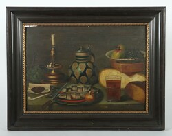 Maler des 19. Jh. ''Vesperstillleben'', gedeckter Tisch mit ...