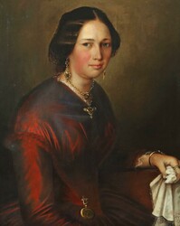 Maler des 19. Jh. ''Damenportrait'', Halbbildnis einer jungen Frau im ...