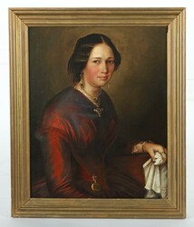 Maler des 19. Jh. ''Damenportrait'', Halbbildnis einer jungen Frau im ...