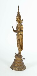 Buddha Rattanakosin Burma, Thailand, 19. Jh., Bronze, blattvergoldet, ...