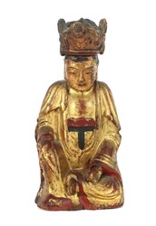 Gunayin Bodhisatva China, 19./20. Jh., Holz, geschnitzt, rot gelackt, ...