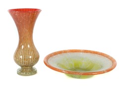 Vase und Schale ''Ikora''- Kristall Karl Wiedmann (Dekortechnik), WMF ...
