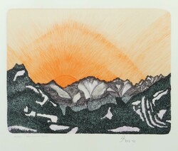 Künstler des 20. Jh. ''Weichende Nacht'', stilisierte Berglandschaft ...