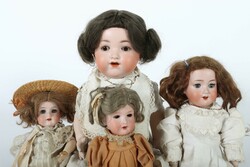 4 Puppen Armand Marseille, Biskuit-Kurbelköpfe, Halsmarke: 1 x ...