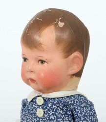 Puppe Käthe Kruse, wohl Ende 1930er Jahre, Hinterkopf unbemalt mit 3 ...
