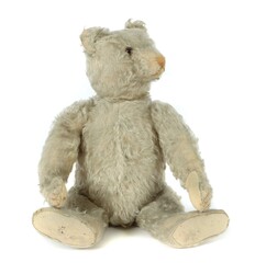 Weißer Teddy Steiff, um 1940, helles Mohairplüsch, helle ...