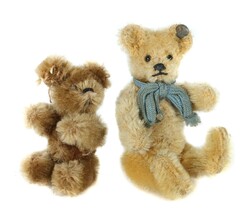 2 Miniatur-Teddy 1 x Steiff, Stecknadelaugen, blond, gegliedert, ...