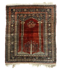 Tabriz Säulengebetsteppich Seide Persien, um 1900, Seide auf Seide, ...
