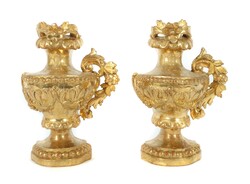 Paar Beisteller als blütenverzierte Vasen 19./20. Jh., Holz, ...