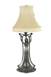 Figürliche Tischleuchte im Jugendstil 20. Jh., Metallguss-Stand als ...