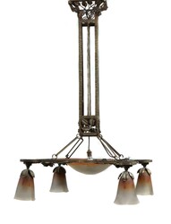 Art Deco-Hängeleuchte 1920er Jahre, Kunstschmiedearbeit, ...