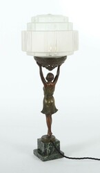 Art Déco-Tischleuchte mit Flapper-Dame Frankreich, 1920er Jahre, ...