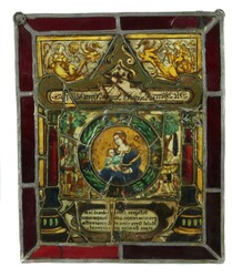 Glasbild Datiert 1628, süddeutsch, 19. Jahrhundert. Mehrfarbige ...