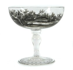 Kleine Fußschale Steinschönau, Haida, um 1915. Farbloses Glas, in ...