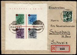 Auf portoger. R-Brief in die Schweiz, Pracht (Umschlag leichte ...
