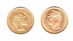 Dänemark, je eine 10 Kronen-Goldausgabe Christian IX. 1873 bzw. ...