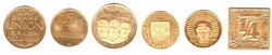 Sechs kleine Goldmedaillen meist mit 900er Punze, dabei auch Th.&amp ...