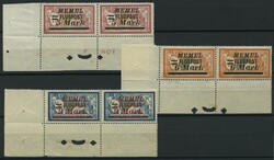 1922, "Flugpost" in waagerechten Paaren aus der Bogenecke, dabei 2 ...