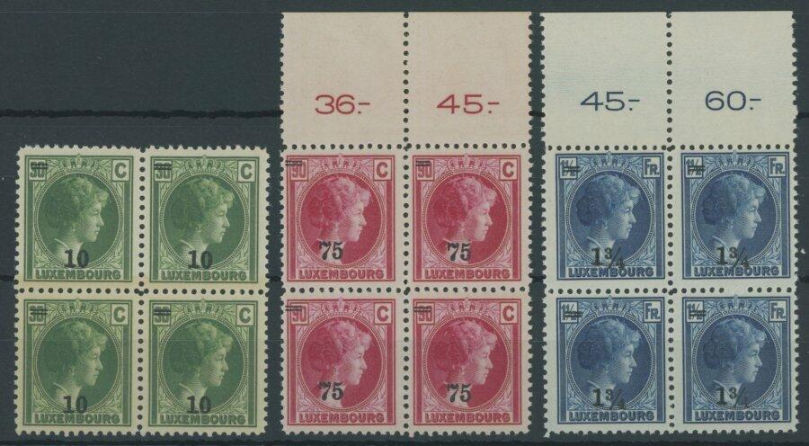 1929, "Großherzogin Charlotte" in Viererblocks, postfrisch, Pracht, ...