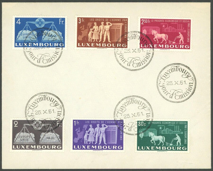 1951, "Europäische Einigung" auf FDC, Pracht, Mi. 250.-Automatically ...