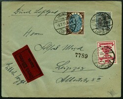 3.7.1919, "Weimar-Leipzig" mit Luftpoststempel "WEIMAR NATION.VERS. ...