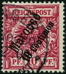 1899, 10 C. auf 10 Pf. lilarot, Pracht, gepr. Jäschke-L., Mi. 100 ...