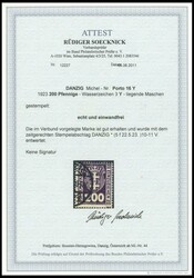 1923, 200 Pf. dunkelpurpur, Wz. 3, zeitgerechte Entwertung "DANZIG *" ...