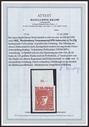 1945, 12 Pf. orangerot "Faschismus", Oberrandstück, Zähnung oben ...