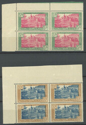 1925-27, 1.05 Fr. - 10 Fr. "Ansichten" je im Eckrandviererblock, ...
