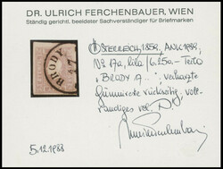 1858, 1.05 Kr. lila, K1 "BRODY", Pracht, Fotobefund Dr. Ferchenbauer, ...
