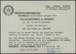1933, "FIS I" mit Sonderstempel auf Briefstücken, Prachtsatz, ...