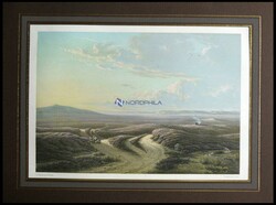 ALHEDEN (Alheden), weite Heidelandschaft mit sich ausruhender Familie ...