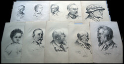 Conrad Fehr, 9 verschiedene Bleistiftzeichnungen, nur Portraits, u.a. ...