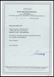 1924, "Holztaube", postfrischer Prachtsatz, Fotoattest H.D. Schlegel ...