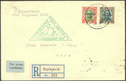 1931, "Islandfahrt", isländische Post, mit 30 Aur und 2 Kr., ...