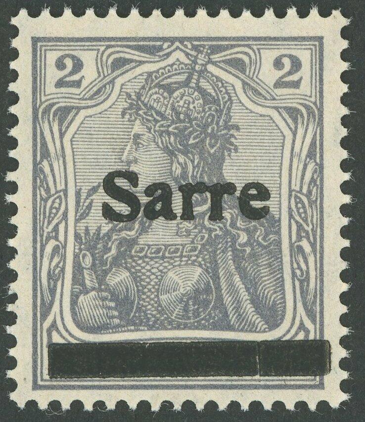 1920, 2 Pf. dark blue gray (hatched background), overprint by mistake ...