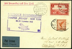 Luxemburg: 28.9.1932, "Bremen" - New York, Zweiländerfrankatur, ...