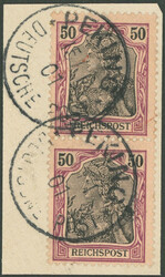 Petschili: 1900, 50 Pf. "Reichspost" im senkrechten Paar auf ...