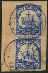 1914, 20 Pf. lilaultramarin, mit Wz., im senkrechten Paar auf ...