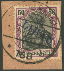 1919, 50 Pf. dunkelgraulila/schwarz auf hellchromgelb, Type II, ...