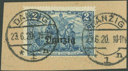 1920, 2 M. schwärzlichblau, zeitgerechte Entwertung "DANZIG x1n", ...