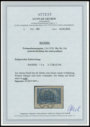 1920, 2 M. schwärzlichblau, zeitgerechte Entwertung, kleiner Fleck ...