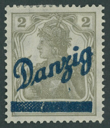 1920, 2 Pf. "Kleiner Innendienst" mit Aufdruckfehler "Aufdruckbalken ...