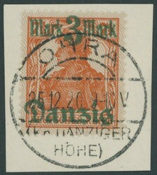 1920, 3 M. auf 7½ Pf, lilagrauer Netzunterdruck, "Spitzen nach ...