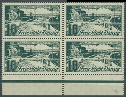 1935, 10 Pf. schwarzopalgrün im Randviererblock, postfrisch, Pracht, ...