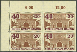 1936, 40 Pf. "Langgartentor" im oberen linken Eckrandviererblock, ...